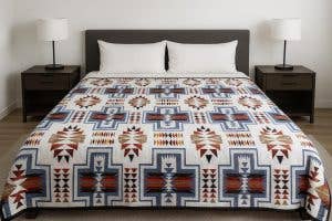 Santa Fe Native King Plush Blanket – Reversible Gray2