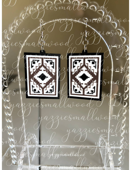 yazziesmallwood - Navajo Rug Dangles: Brown Dark