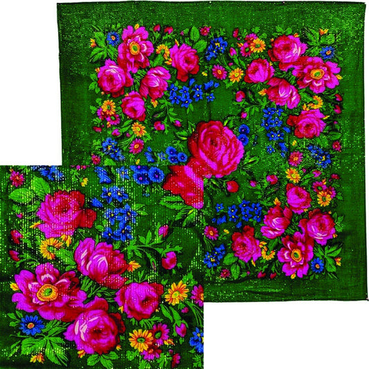 FSF-GRE - 30" Square Scarf
100% Acrylic
floral Border Patte