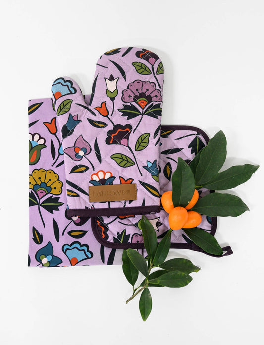 B.Yellowtail - B.Yellowtail Kitchen Towel, Oven Mitt & Pot Holder Set (Floral Bloom)