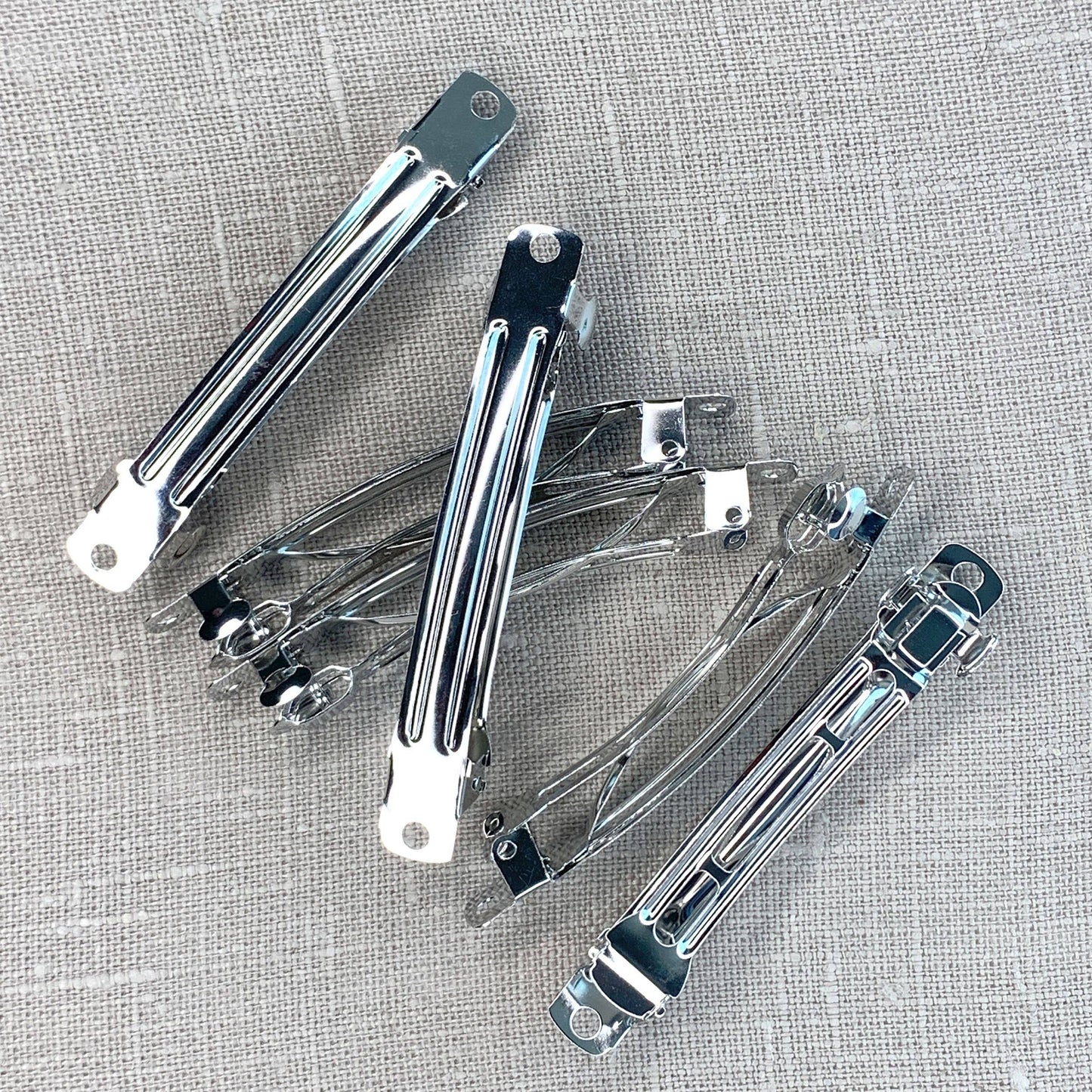 Silver French Barrette Hair Clips 6pc
