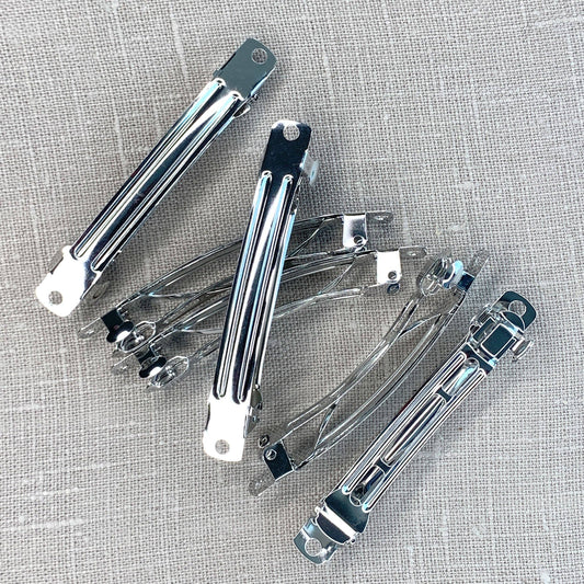 Silver French Barrette Hair Clips 6pc