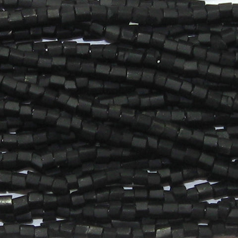 11/0 Czech Two Cut Seed Bead Frosted Opaque Black