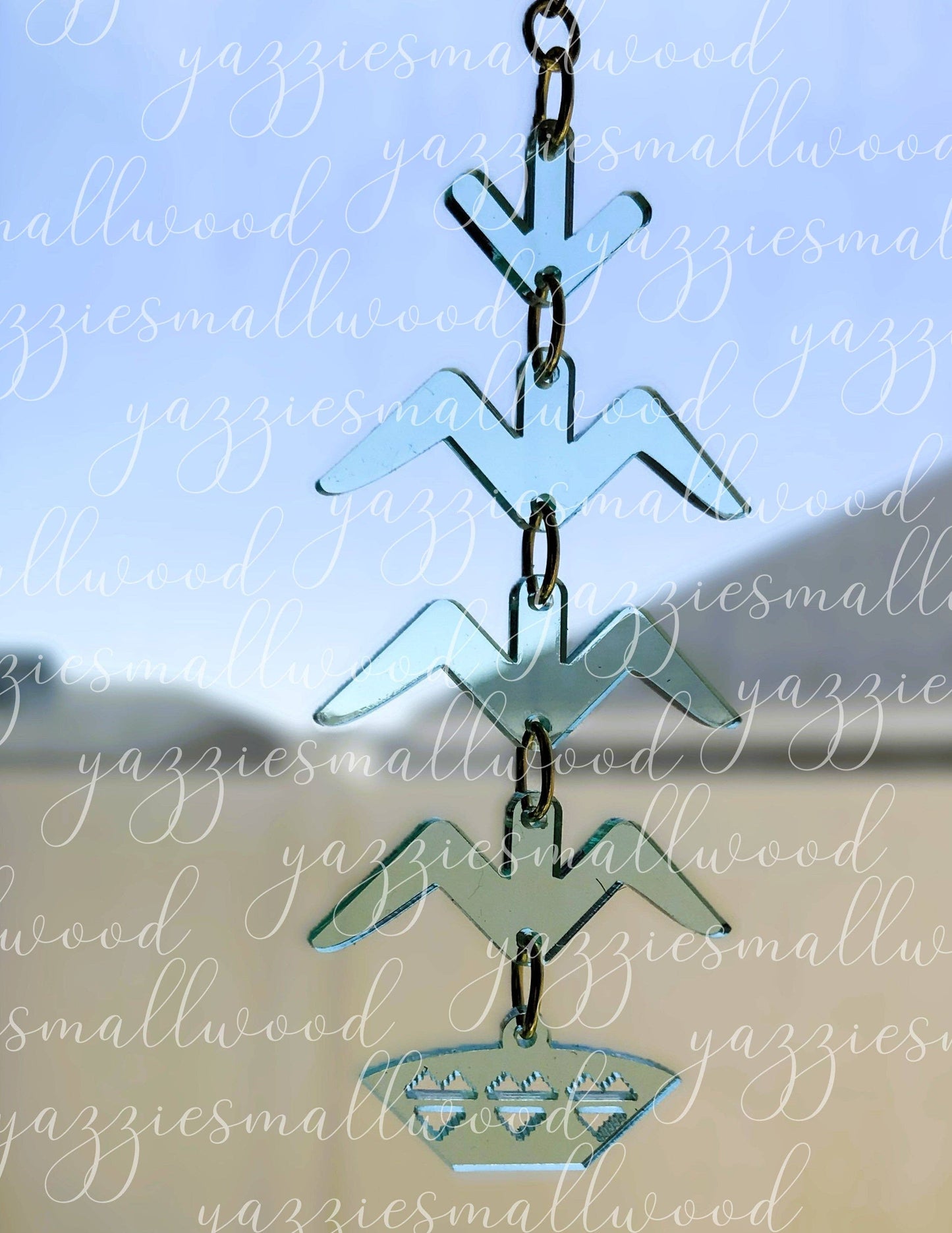 yazziesmallwood - Tree of life earrings: Blue Frosted Transparent Matte/Glossy