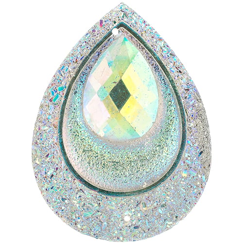 Resin Sew-On Peacock Stones  30x40mm Drop Crystal AB
