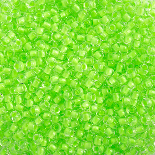 Czech Seed Bead 11/0 Vial Crystal C/L Neon Green apx23g