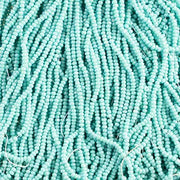 Czech Seed Bead 13/0 Cut Opaque Green Aqua AB Strung